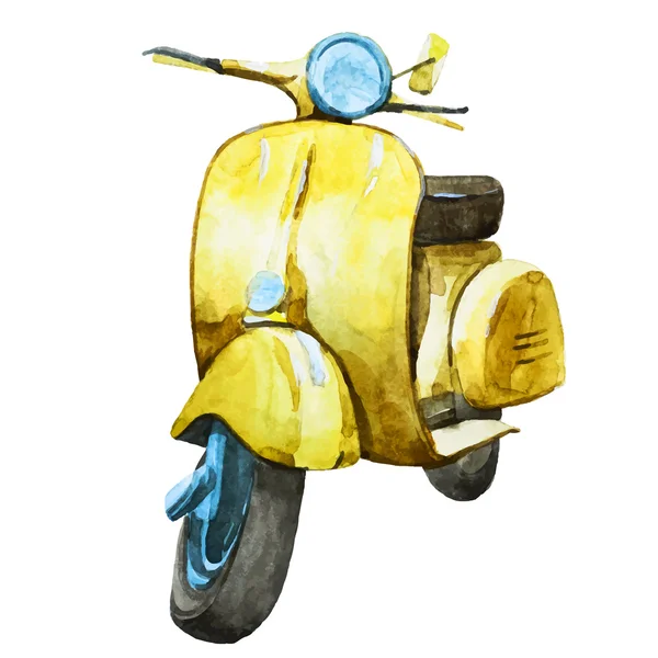 Aquarel vintage scooter — Stockvector