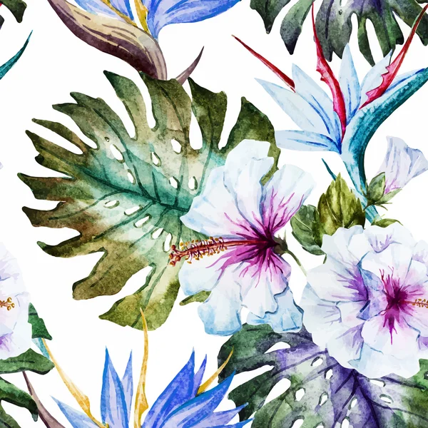 Akvarell hibiscus mönster — Stock vektor