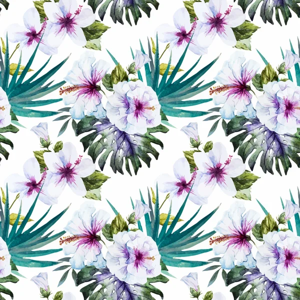 Ακουαρέλα hibiscus μοτίβα — Διανυσματικό Αρχείο
