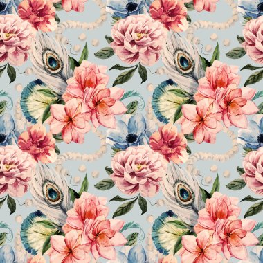 Suluboya çiçek deseni