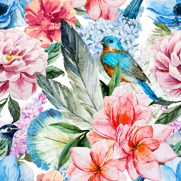 Modèle de fleurs aquarelle — Image vectorielle