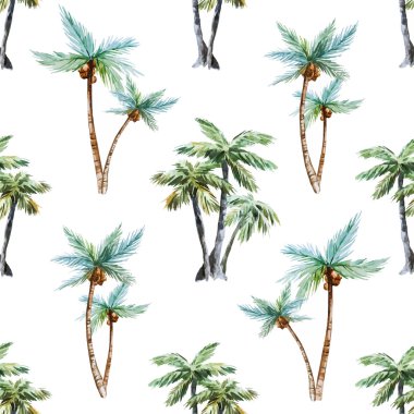 Watercolor palm trees pattern clipart