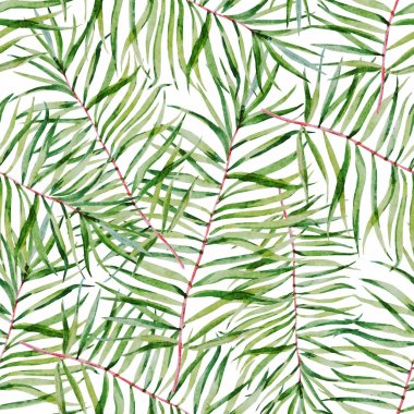 Watercolor tropical leafs pattern clipart