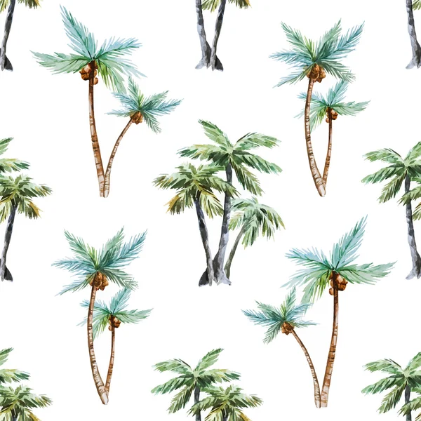 Akvarell palm träd mönster — Stock vektor