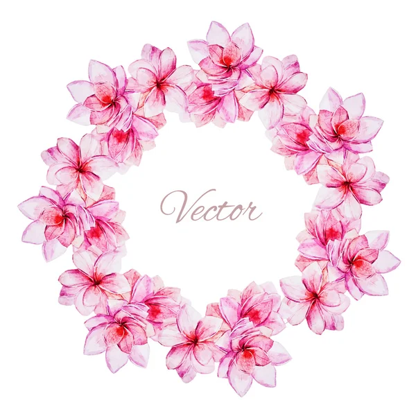 Bonita corona floral acuarela — Vector de stock