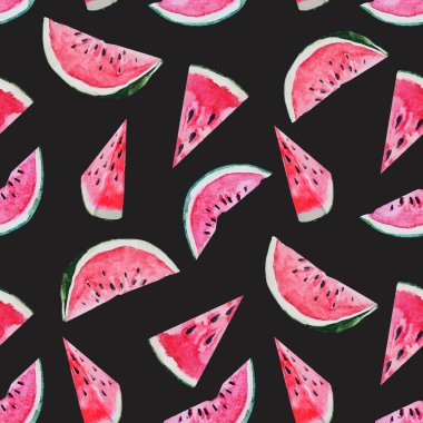 Watercolor watermelon melon pattern clipart
