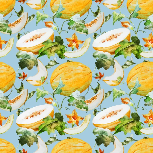 Aquarelle pastèque melon motif — Image vectorielle