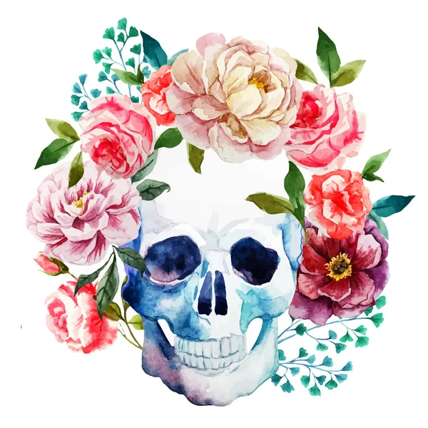Watercolor skull — Stock Vector