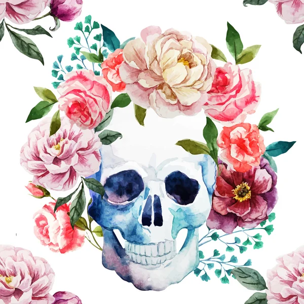 Watercolor skull — Stock Vector