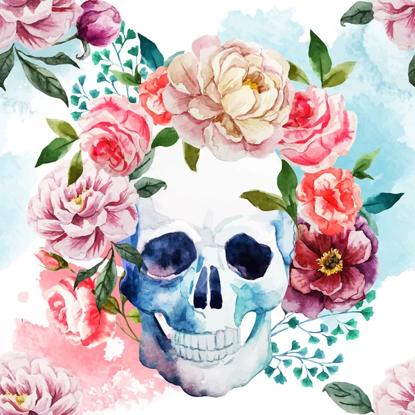 Watercolor skull — Stock Vector