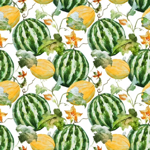 Akvarel meloun meloun vzor — Stockový vektor