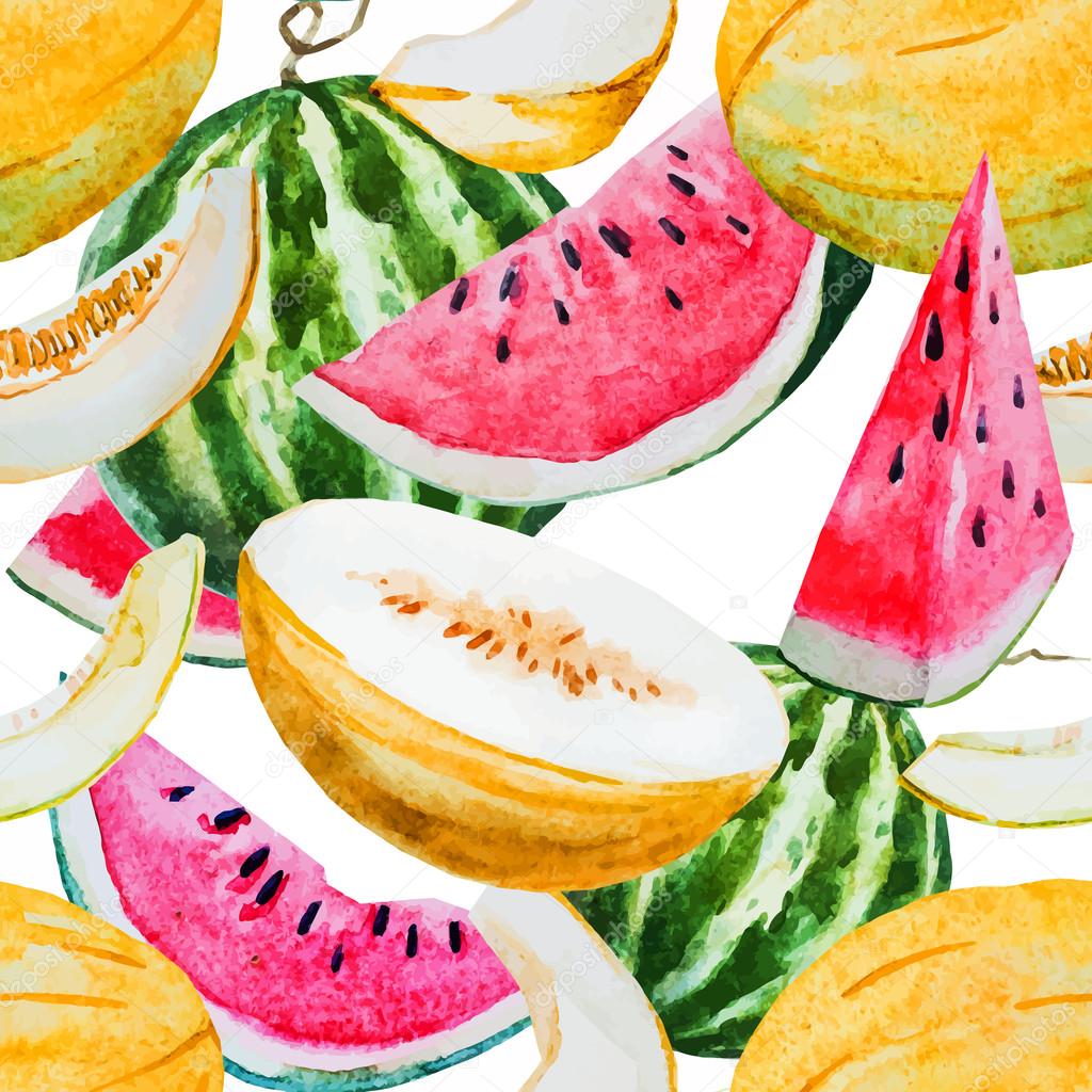 Watercolor watermelon melon pattern