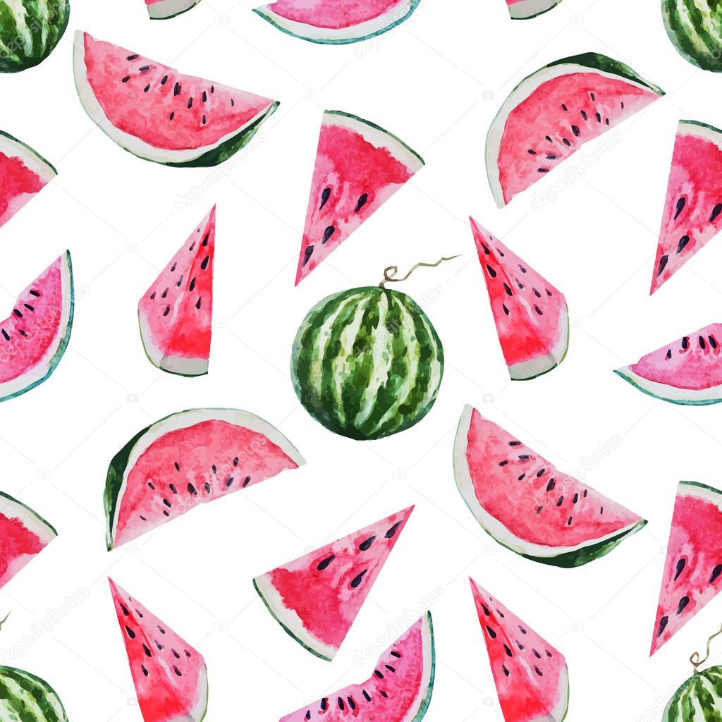 Watercolor watermelon melon pattern