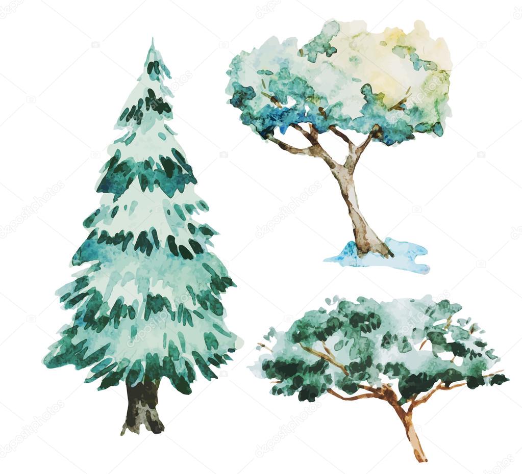 Watercolor trees