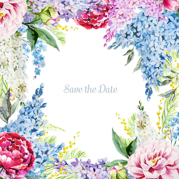 Aquarelle cadre floral — Image vectorielle