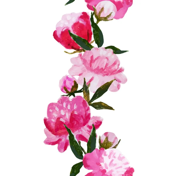 Akvarell blommig stripe — Stock vektor