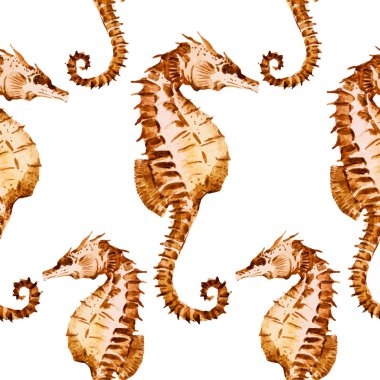 Watercolor seahorse pattern clipart