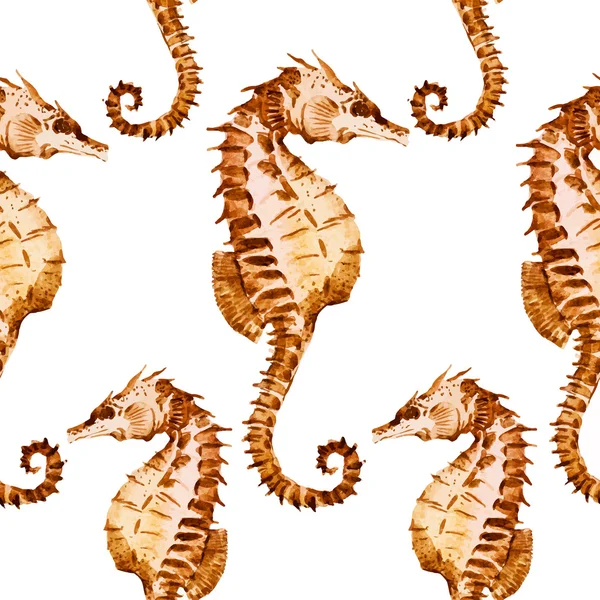 Aquarel seahorse naadloze ornament patroon — Stockvector