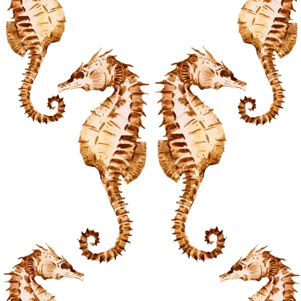 Akvarell seahorse mönster — Stock vektor