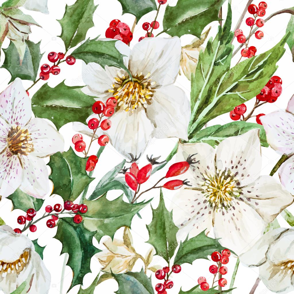 Watercolor christmas pattern