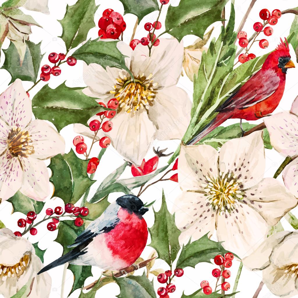 Watercolor christmas pattern