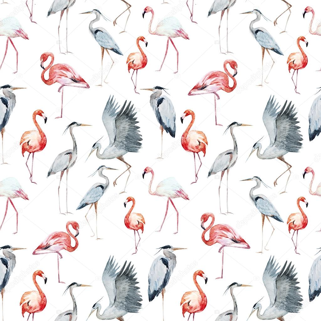 Flamngo and heron pattern