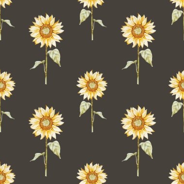 Suluboya ayçiçeği desen