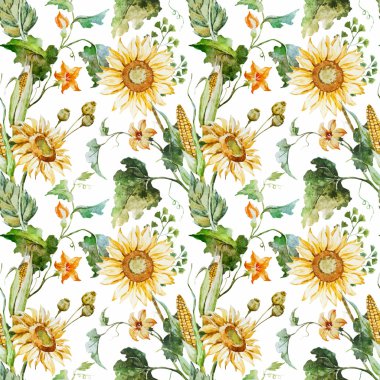 Suluboya ayçiçeği desen