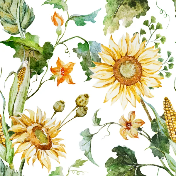 Aquarelle motif tournesol — Image vectorielle