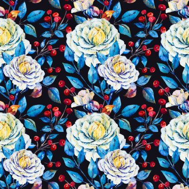 Suluboya çiçek vektör desen