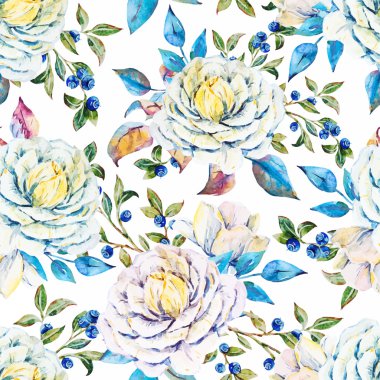 Suluboya çiçek vektör desen