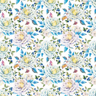 Suluboya çiçek vektör desen