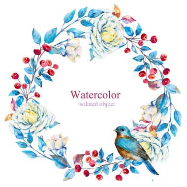 Suluboya vektör çiçek çelenk