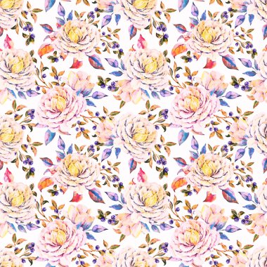 Suluboya çiçek vektör desen