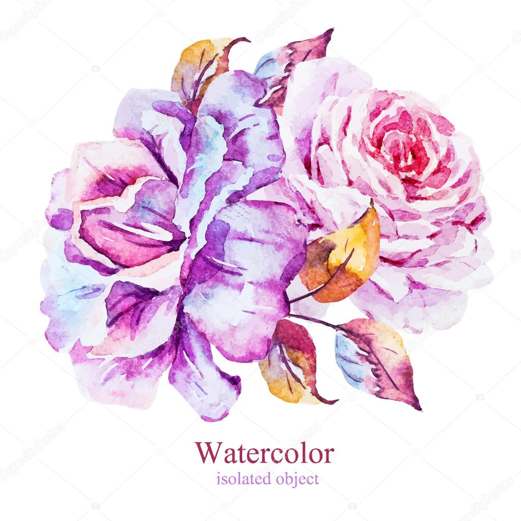 Watercolor vector flowers