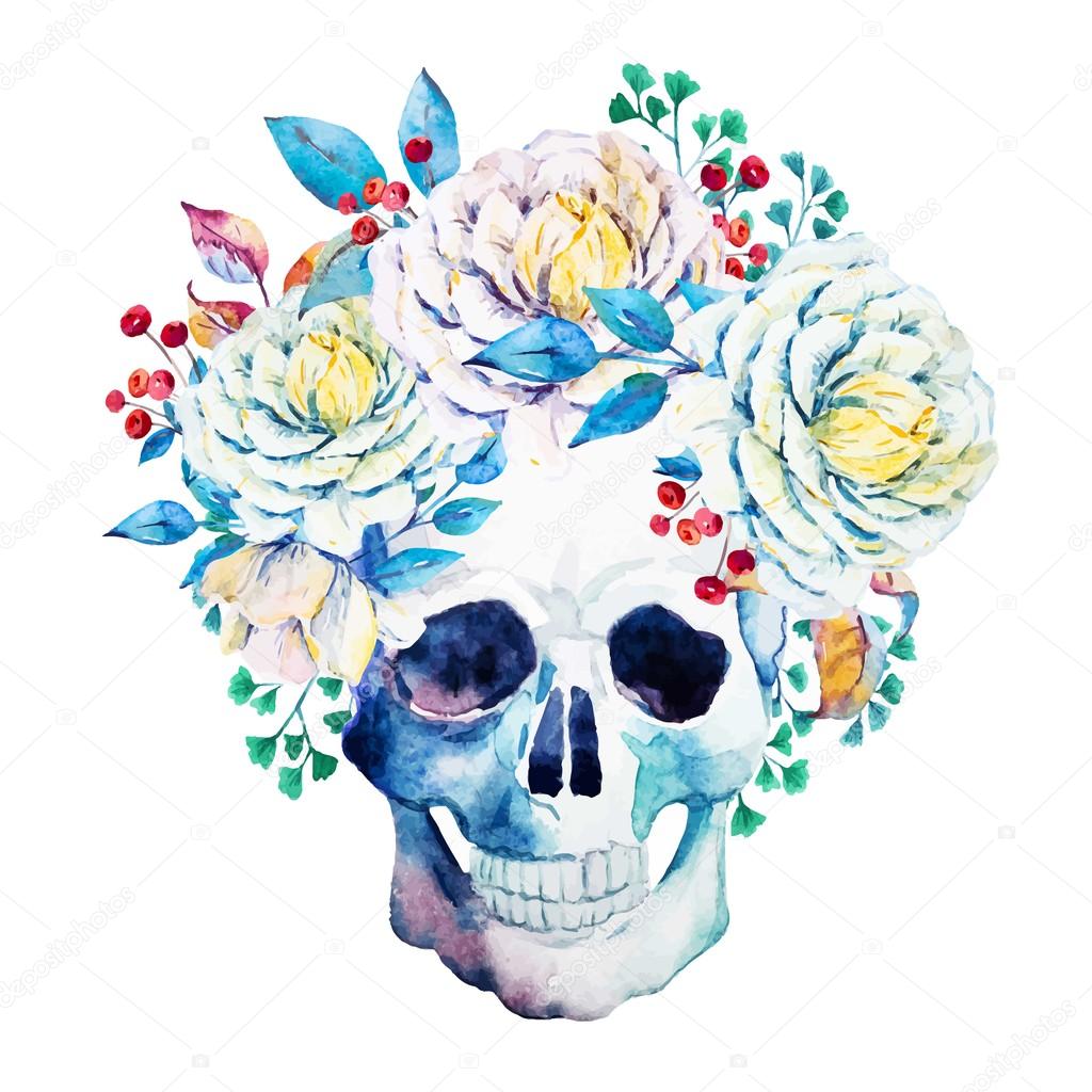 Watercolor vector skull