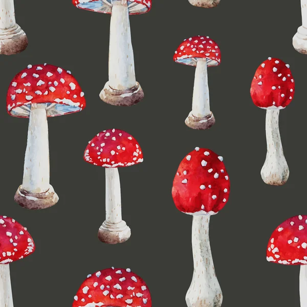 水彩的蘑菇矢量模式 — 图库矢量图片