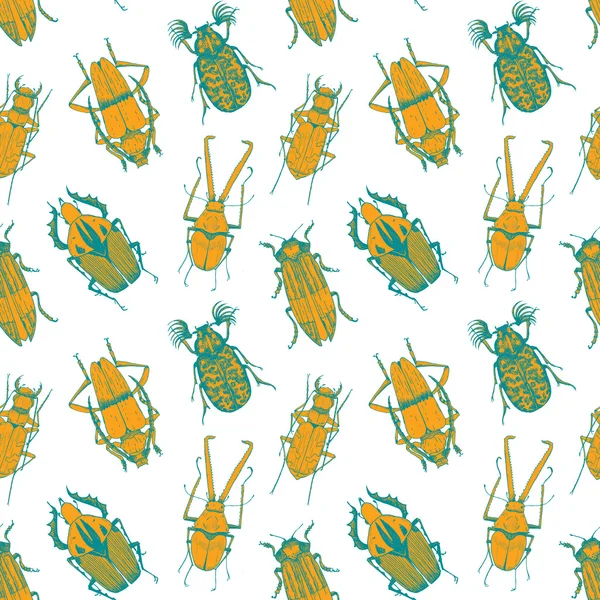 Fin skalbaggar vektor mönster — Stock vektor