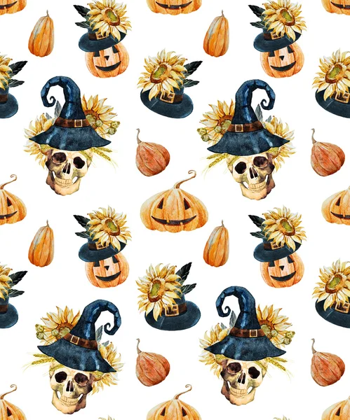 Aquarela halloween padrão —  Vetores de Stock