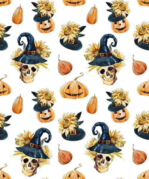 Aquarell-Halloween-Muster — Stockfoto