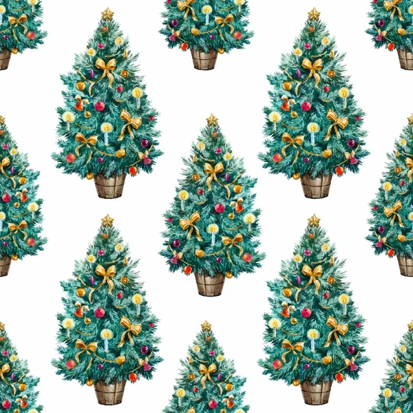Acuarela patrón de árbol de Navidad — Vector de stock