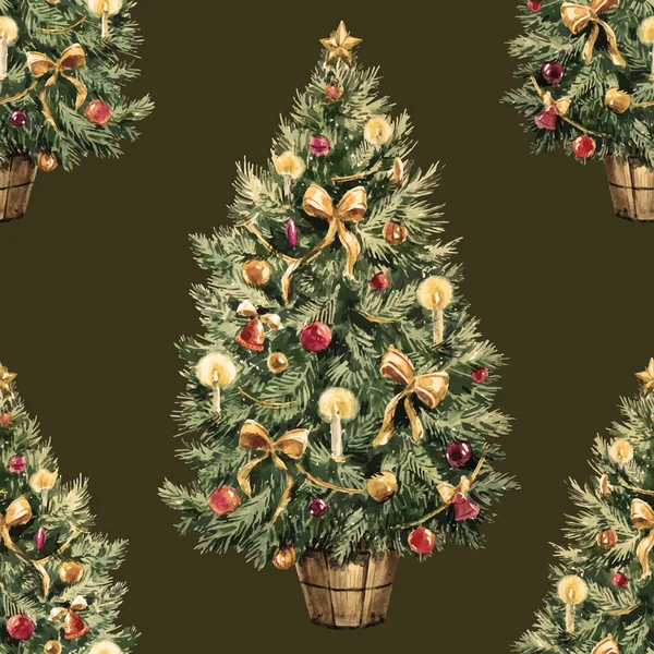 Aquarel kerstboom patroon — Stockvector