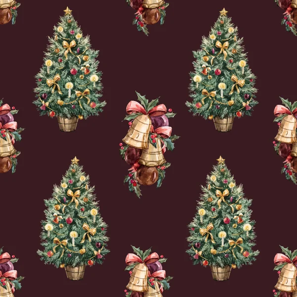 水彩圣诞树模式 — 图库矢量图片