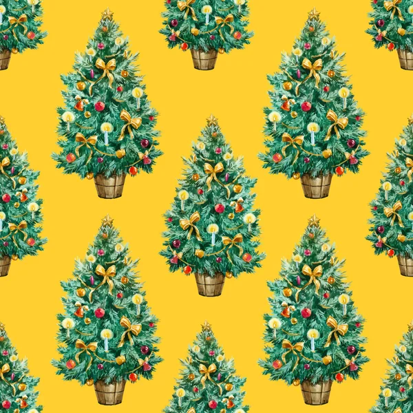 Ακουαρέλα χριστουγεννιάτικο δέντρο μοτίβο — Διανυσματικό Αρχείο