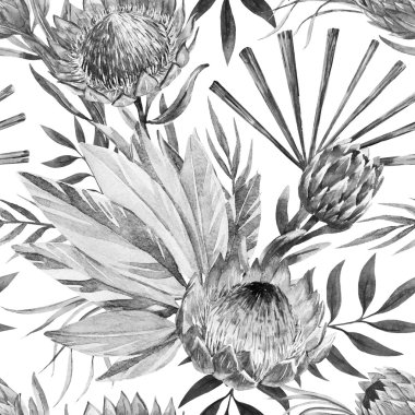 Raster tropikal protea desen