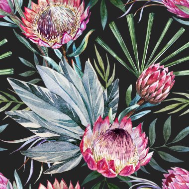 Raster tropikal protea desen