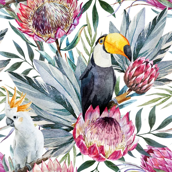 Raster tropiska protea mönster — Stockfoto