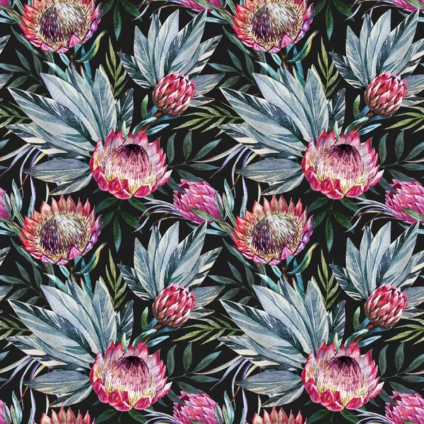 Raster tropical protea pattern — Stock Photo, Image