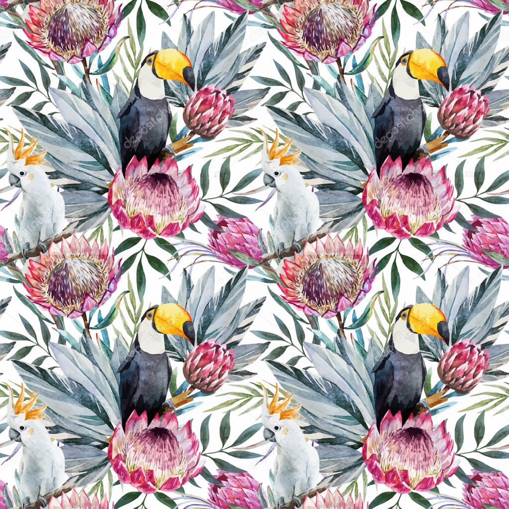 Vector tropical protea pattern