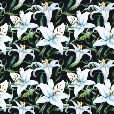 Raster tropikal suluboya lilly desen